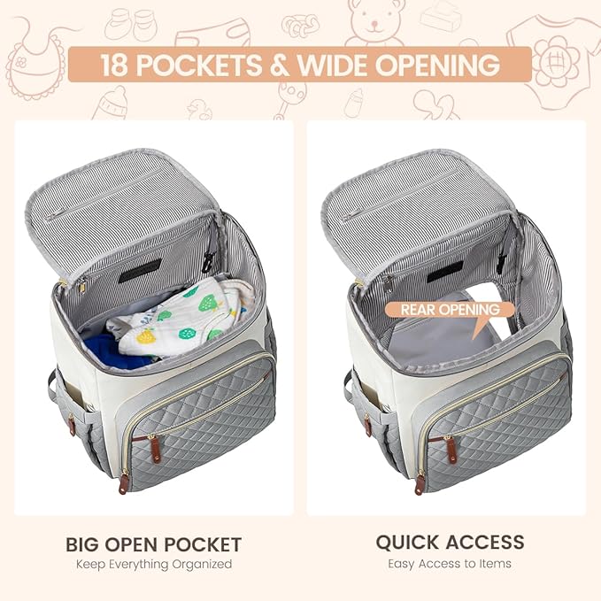 LOVEVOOK Diaper Bag Backpack Large Capacity Baby Bag with Portable Changing Pad, Multifunction Baby Travel Backpack