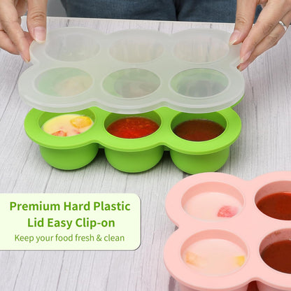 12x1.5oz Baby Food Storage Containers, Baby Food Freezer Tray with Clip Lid Gossamer Pink, Food Grade Silicone Freezer Trays for Purees & Vegetables