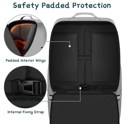 Car Seat Travel Bag,Padded Car Seats Backpack with Steel Cable Handle and Reflective Stripes, Large Durable Carseat Carrier Bag,Airport Gate Check Bag,Infant Seat Travel Bag with Shoulder Strap,Black
