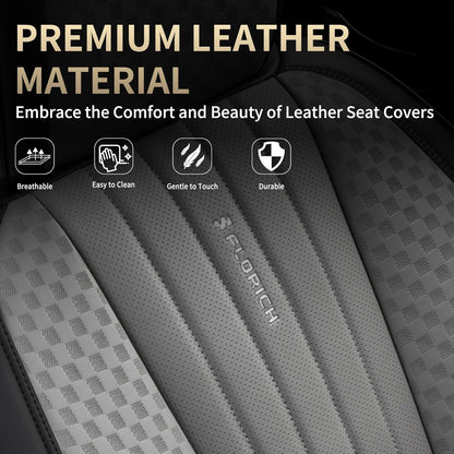 FLORICH Car Seat Covers, Brown Leather Seat Covers for Cars, Faux Nappa Leather Automotive Seat Protectors, Car Seat Cushions Universal Fit for Most Sedans SUVs Trucks - Brown