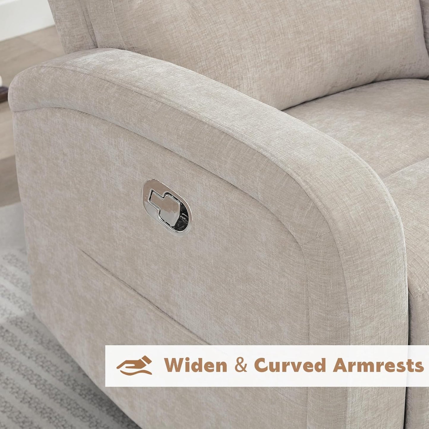 Power Swivel Rocker Recliner Chair for Nursery, Swivel Reclining Rocking Chairs, Electric Glider for Living Room, Upholstered Recliner Chairs for Bedroom, Corduroy White