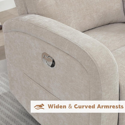 Power Swivel Rocker Recliner Chair for Nursery, Swivel Reclining Rocking Chairs, Electric Glider for Living Room, Upholstered Recliner Chairs for Bedroom, Corduroy White