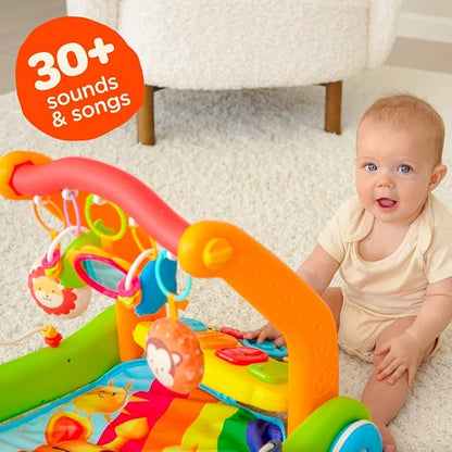 Move2Play, 4-in-1 Baby Play Mat & Activity Center Gym | Walker | Infant Present for Tummy Time | Birthday Gift for 3, 4, 5, 6, 7, 8, 9, 10, 12 + Month Old Boys & Girls (Yellow)