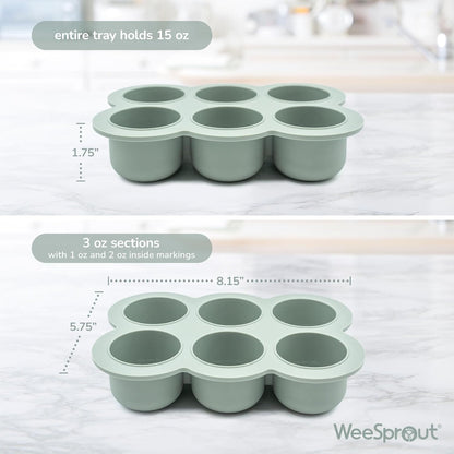 WeeSprout Silicone Freezer Tray with Clip on Lid Perfect Food Storage Container for Homemade Baby Food, Vegetable, Fruit Purees, and Breast Milk (Bright Orange, Ten 1.5 Ounce Sections)