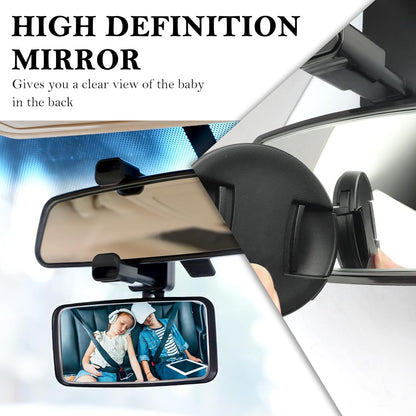 Updated Baby Rear View Mirror for Car,360°Adjustable Wide Angle Car Mirror for Baby with Telescopic Clamping Arm,Essential & Universal Backseat Mirrors for Observing Kids