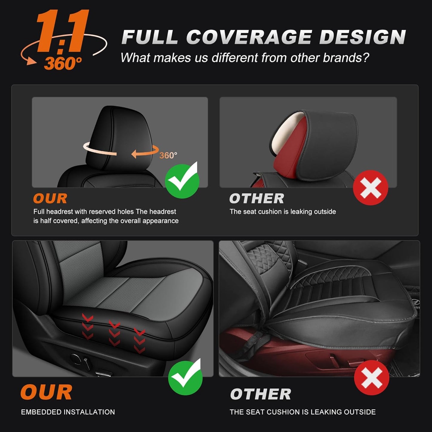 AOMSAZTO Seat Covers for Ford Mustang Coupe 2015 2016 2017 2018 2019 2020 2021 2022 2023 2024 2025 2026, Custom Fit Full Set Faux Leather (New Red)