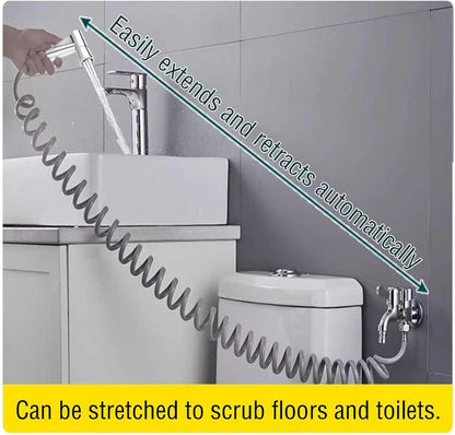 Bidet Stainless Steel Hand Shower, Muslim Stainless Steel Shower, Baby Cloth Diaper Spray Set with Spring Hose, wall Mount