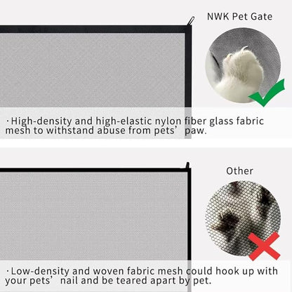 NWK Magic Dog Gate for Stairs Pet Gate for The House Providing a Safe Enclosure for Pets to Play and Rest, 6 Hooks Design (30'' X 43'')