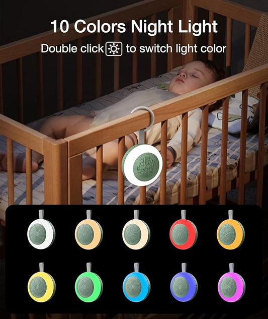 Portable Sound Machine,LEICEX White Noise Machine,33 Soothing Sound 10 Colors Night Light Sleep Machine for Baby Kids,Timer and Memory, Travel Sound Machine for Sleep Office Privacy Travel(Mint)
