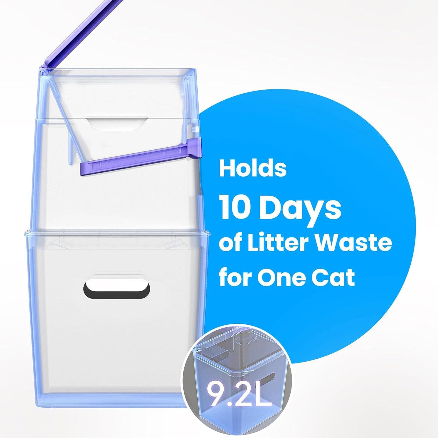 Neakasa PooGuard Litter Disposal Bin, 9.2L Trash Can for Cat Litter, Dog Waste & Diapers, with Viewing Window, Wider Opening, and 4-Month Refill Bag (Grey)