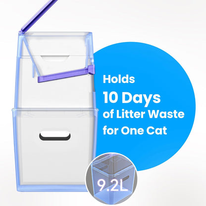 Neakasa PooGuard Litter Disposal Bin, 9.2L Trash Can for Cat Litter, Dog Waste & Diapers, with Viewing Window, Wider Opening, and 4-Month Refill Bag (Grey)