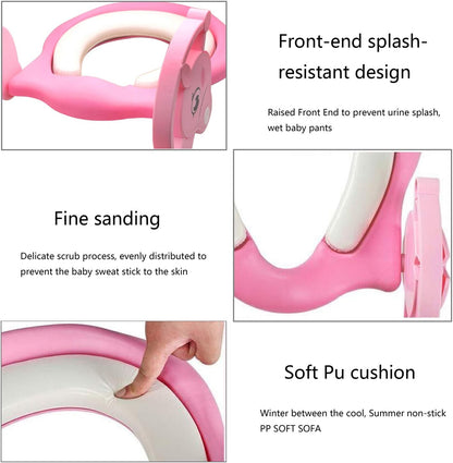 HTTMT- Giraffe Potty Training Toilet Ladder Seat With Upgraded Cushion Step Stool Ladder Toilet Chair/Toilet Trainer for Baby Toddler Kids Children In Pink [P/N: ET-BABY001-PINK STEP]