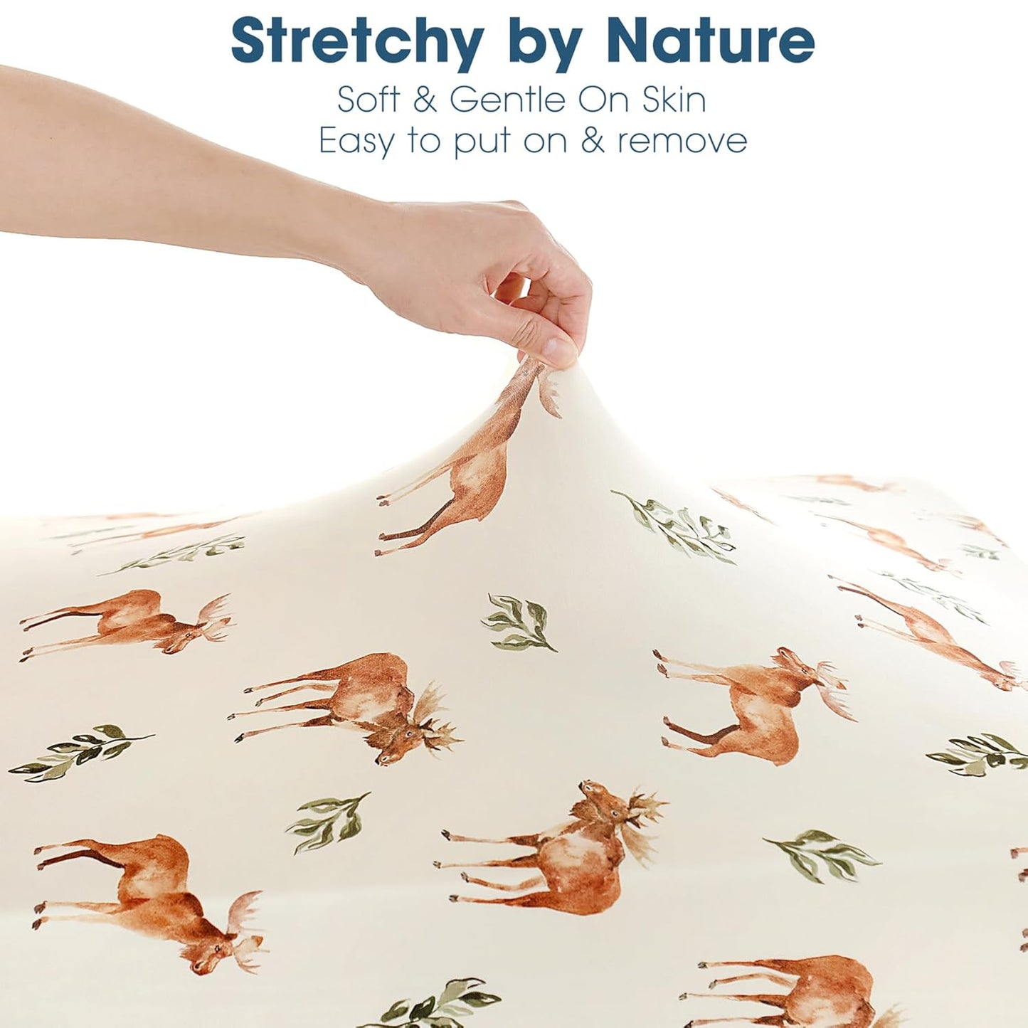 GRSSDER Stretch Ultra Soft Jersey Knit Fitted Pack n Play Playard Sheets Set 2 Pack，Fits Portable/Mini Cribs Sheets, Playards Mattress Pads, Stylish Watercolor Animals for Baby, Mint Green