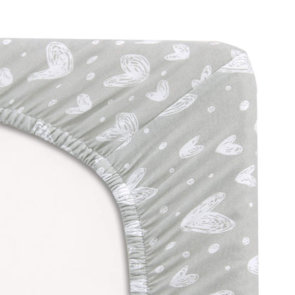 Bassinet Sheets Fit for Simmons Kids By The Bed City Sleeper Bassinet(Twins), Moses Basket and Hospital Bassinet, 100% Cotton, 2 Pack, Gray and White Print - Colors B