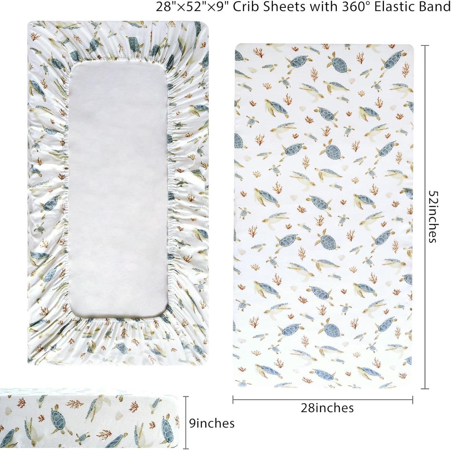 LifeTree Crib Sheets for Baby Unisex - Muslin Fitted Crib Sheets Toddler Bed Sheet, 70% Viscose from Bamboo and 30% Cotton, Fits Mini Crib & Pack and Play Playard, Bear, 26in x 38in