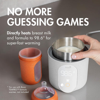 Boon Tempro Direct Heat Breastmilk Warmer - Retains Nutrients in Baby Formula and Breastmilk - Quick Liquid Warmer with Real Time Temp Reading - Breastfeeding Essentials
