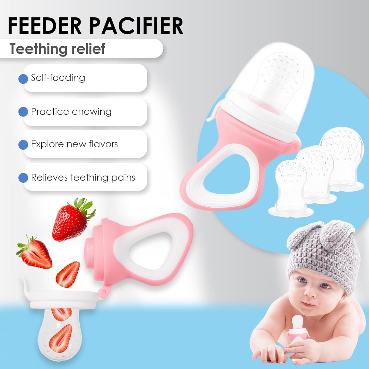 Bluet B- Silicone Baby Feeding Set with Pacifier - Baby Led Weaning Supplies - Baby Spoons, Suction Bowl - Plate - Baby Utensils Set - Silicone Feeding Set for Baby First Foods - 11pcs - Purple
