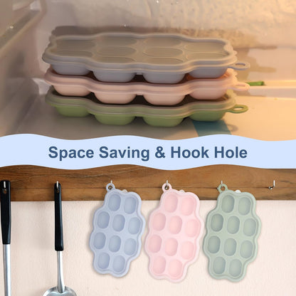 Silicone Nibble Freezer Tray (3 Pack), Kingkam Baby Breastmilk Popsicle Molds, Baby Fruit Feeder Teether Tray, Breast Milk Teether Pop Maker for Homemade Baby Food