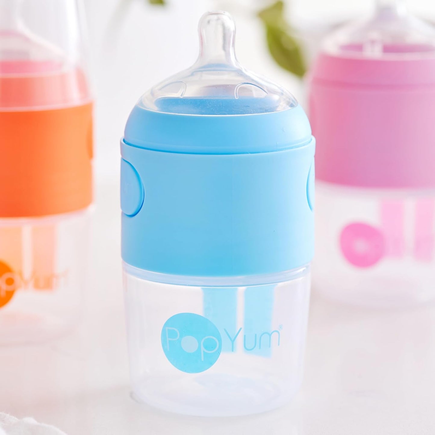 PopYum Stage 1 Slow Flow Anti-Colic Nipples, 2-Pack, 0+ Months, 100% Soft Silicone Natural Latch Breast-Like Bottle Replacement Nipple