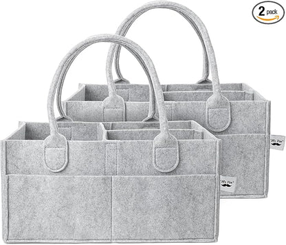 Mr. Pen- Baby Diaper Caddy Organizer, 2 Pack, Gray, Baby Caddy Organizer with Handle, Compact Size, Collapsible & Portable