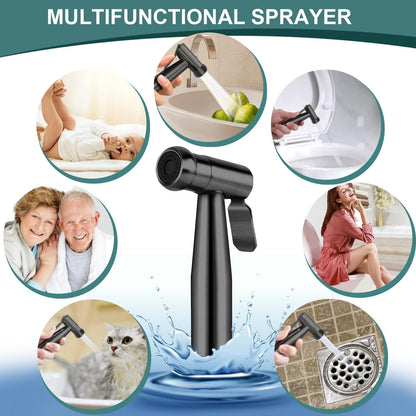 New Version Handheld Bidet Sprayer for Toilet, Premium Stainless Steel Bathroom Bidet Sprayer Set, Baby Cloth Diaper Sprayer with Superior Complete Spray Hoses Kit, Support Wall or Toilet Mount