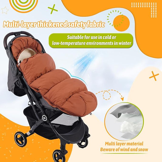 Baby Footmuff for Winter Outdoors Stroller Layer Waterproof Outer Soft Lambswool Liner Designed for Cold Wind Moisture Protection Suitable -30F/-22C Universal Fit Stroller