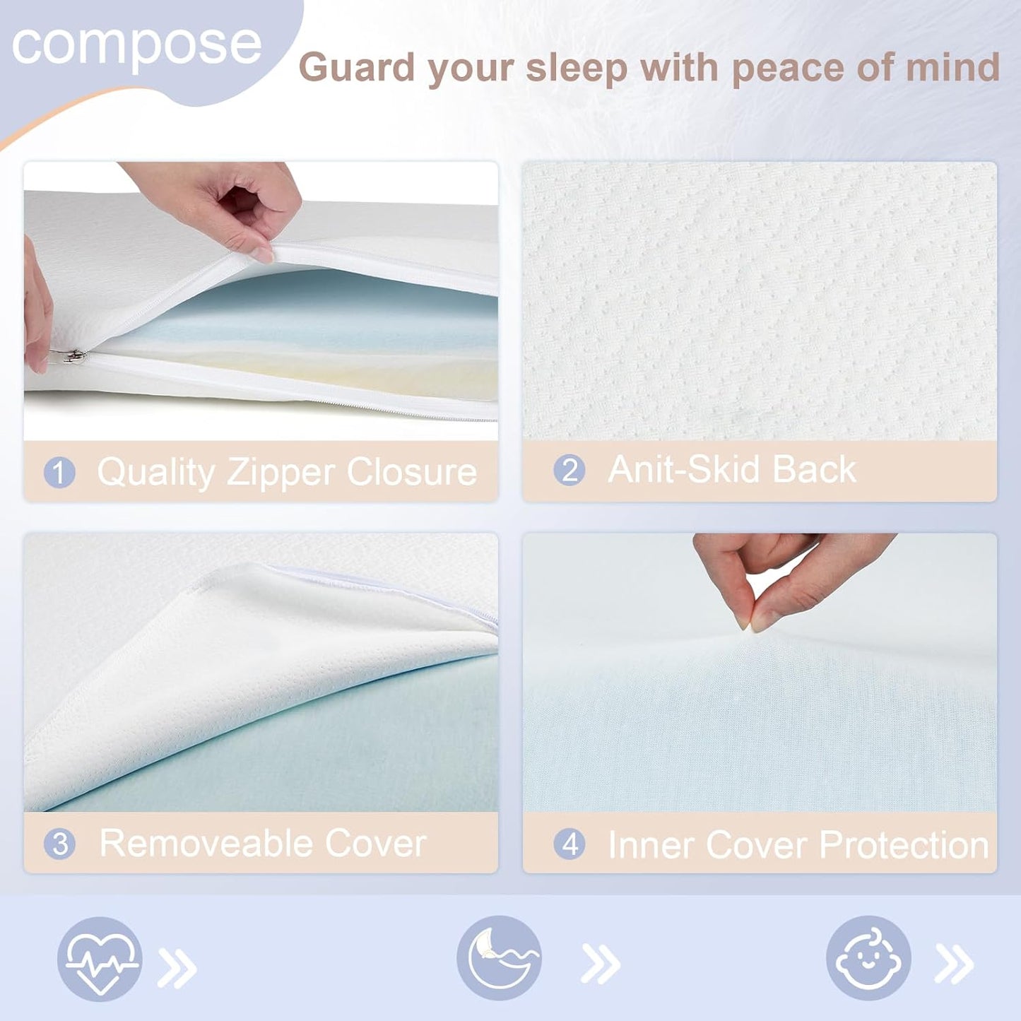 NeoBorn Baby Bassinet Mattress Pad, 30" x 18" Dual Sided Comfort Gel Memory Foam Mattress with Removable Soft Tencel Cover Fit for Halo Bassinest Swivel/Flex/Glide/Premiere/Luxe Series Sleeper