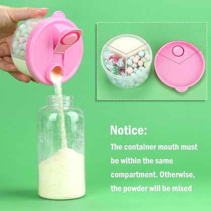 Accmor Baby Formula Dispenser On The Go, Non-Spill Rotating Three-Compartment Formula Container to Go, Milk Powder Kids Snack Container for Infant Toddler Travel, Pink