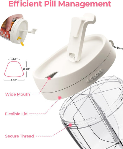 AMOOS Cute Pill Dispenser with 7 Compartments, Pill Bottle Organizer with Anti-Mix Design, Portable Pill Organizer for Travel with Wide Mouth for Easy Access, BPA-Free Patented Pill Container, Pink