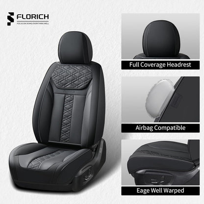 FLORICH Car Seat Covers Full Set, Automotive Seat Covers, Black Car Seat Cover, Waterproof Seat Protectors Universal fit for Car Truck Van SUV - Black
