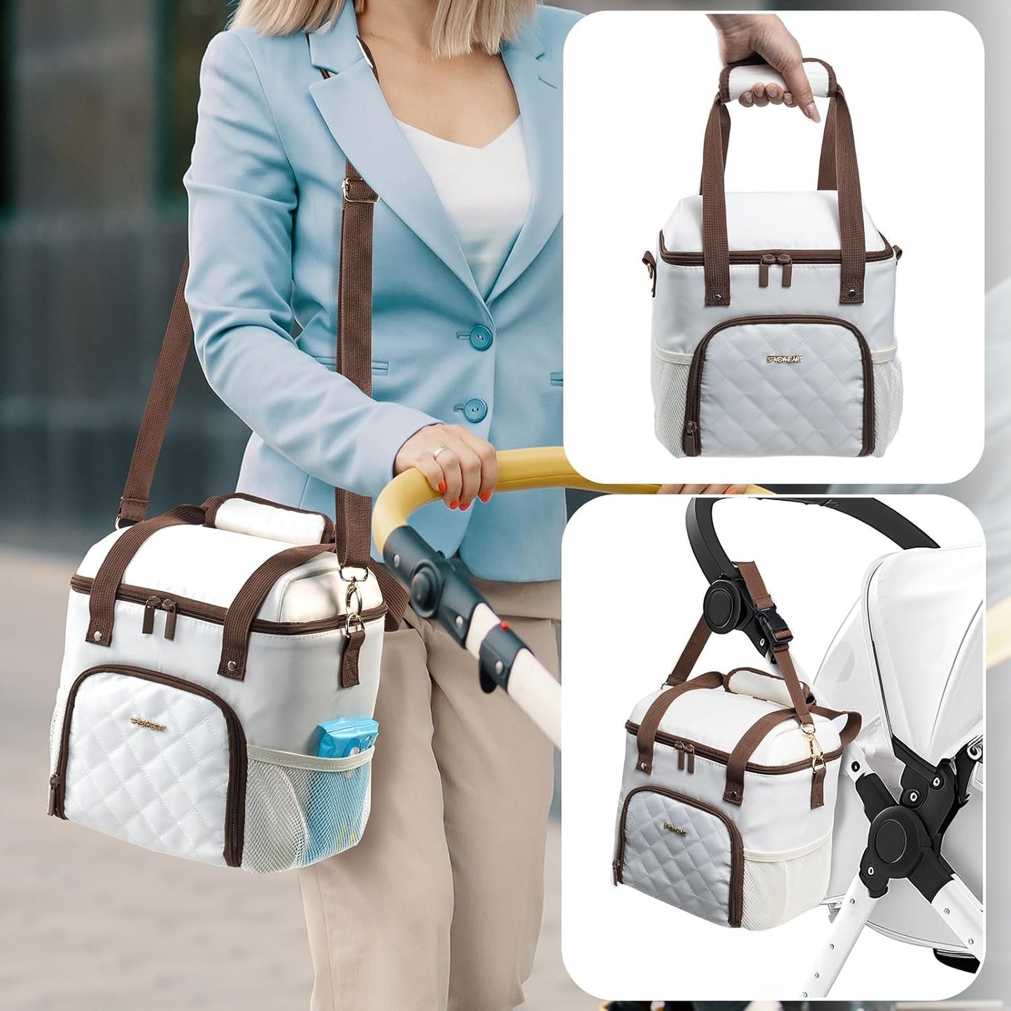 Mam Breastmilk Cooler Bag with Ice Pack for 4 Bottles - See-through Breast Pump Bag for Baby Bottles 4oz-9oz