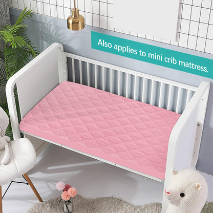 Pack and Play Sheets Mattress Pad Protector Fitted Waterproof Playard Mattress Cover, Compatible with Graco Pack n Play & Dream On Me & Pamo Babe, Playpen/Playard Sheet Quilted, Gray, 39" x 27"