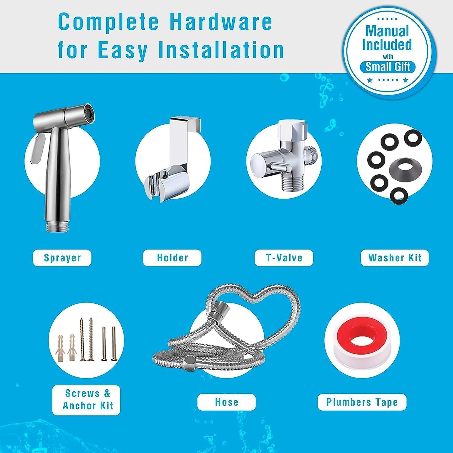 Premium Bidet Sprayer - Handheld Bide Jet Spray for Toilet | Adjustable Water Pressure | Leak-Proof Stainless Steel Toilet Bedit Sprayer | Muslim Shower | Cloth Diaper Washer | Bathroom Bidet
