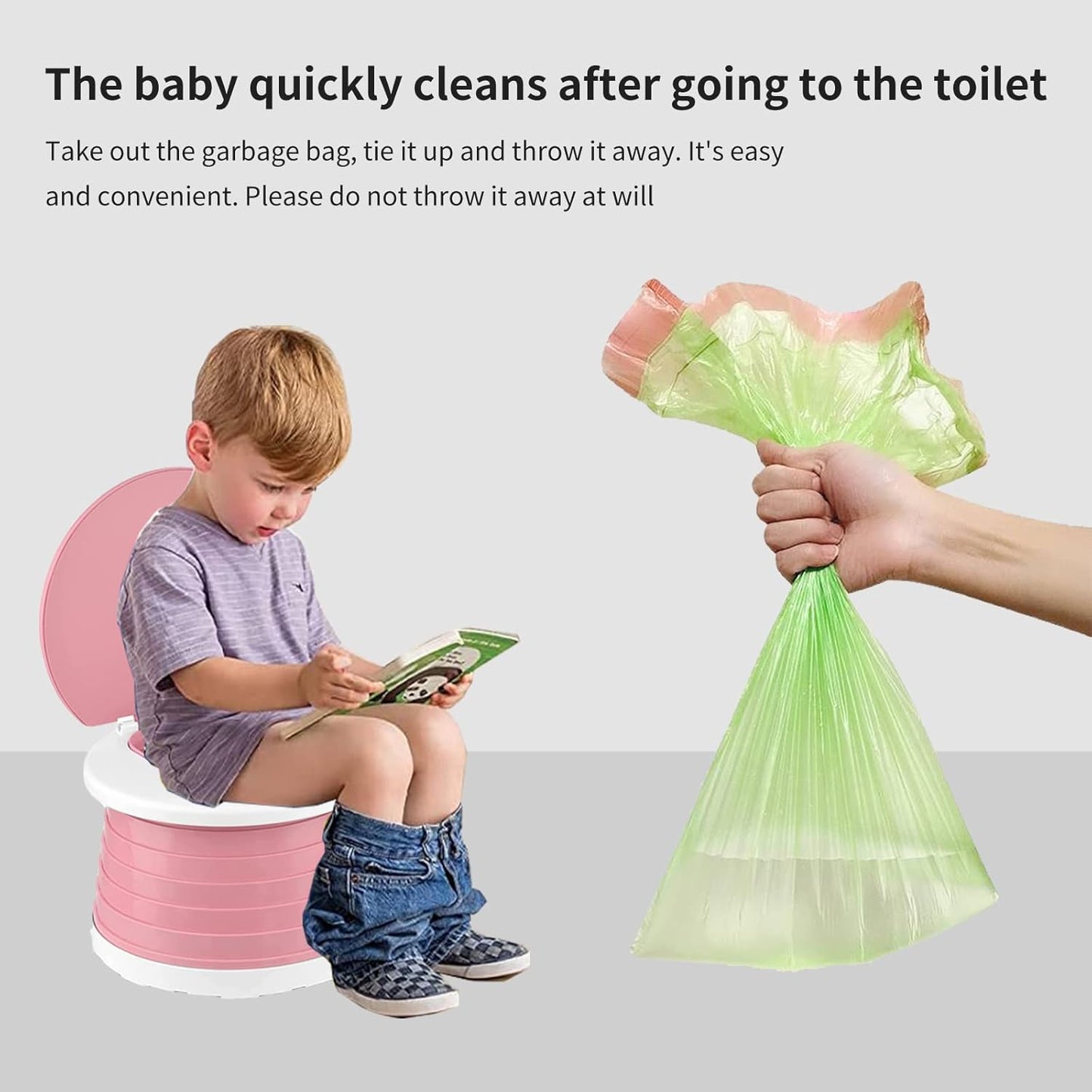 Travel Potty for Toddler, Portable and Foldable Toilet, Apply to Seat Emergency Toilet for Car, Camping, Outdoor, Indoor (green, small)