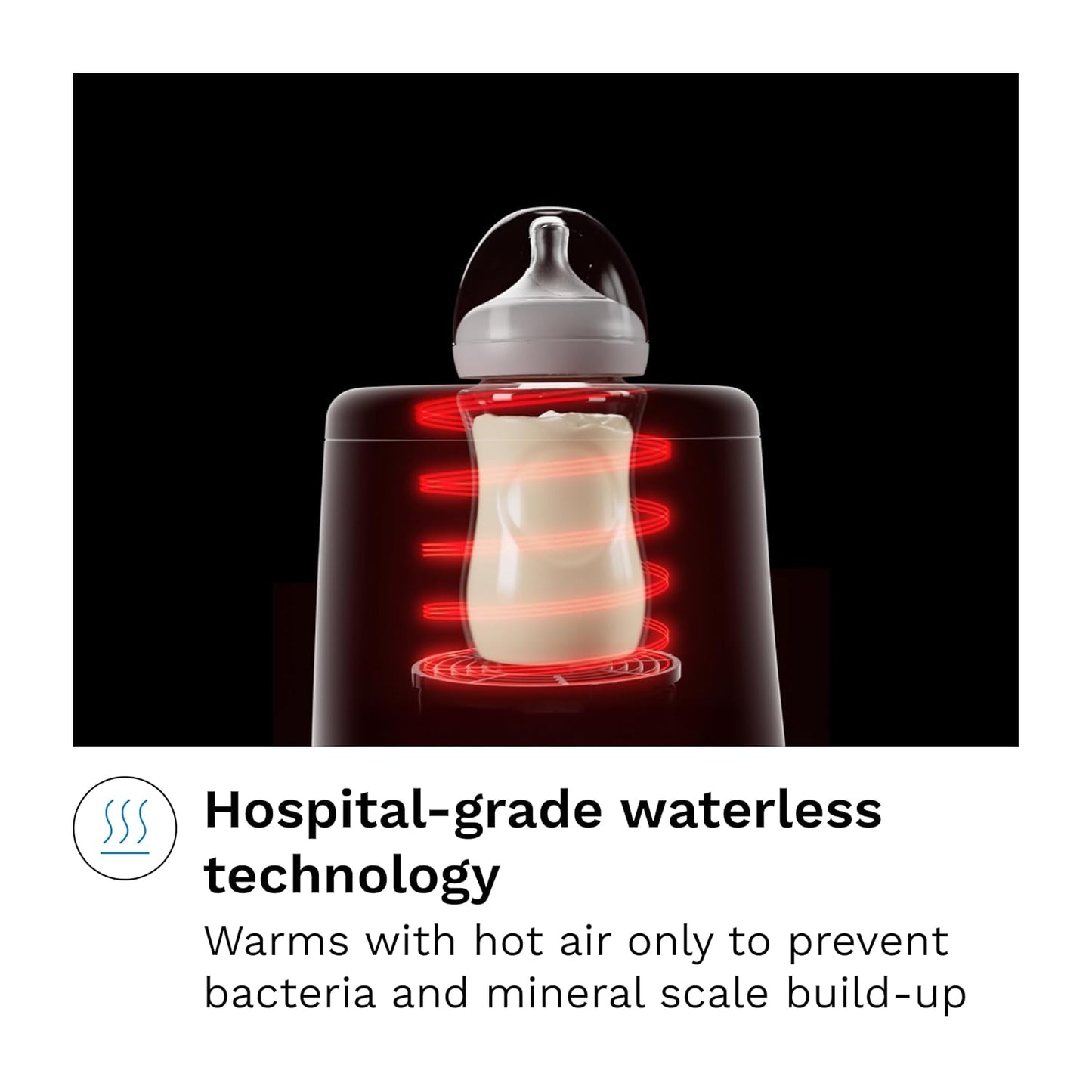Baby Brezza AirSwirl Waterless Baby Bottle Warmer - Hospital-Grade Safe Warming for Breastmilk + Formula - No Hot Spots, No Water - Works with Nearly All Bottles