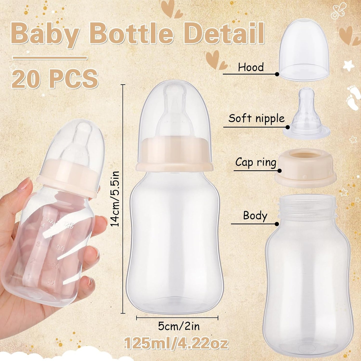 TrelaCo Bottle Chug Baby Shower Game 20 Pcs Baby Bottles Shower Favor with 1 Greenery Theme Sign for Gender Reveal Party Supplies Gifts(Green)