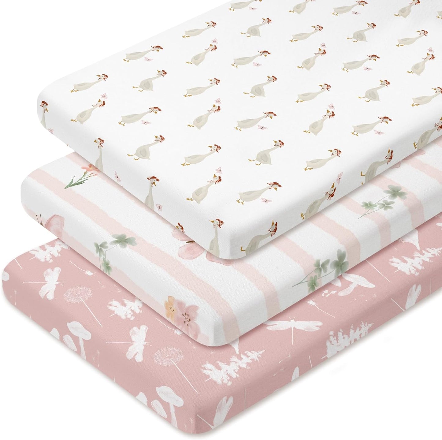 Bedside Sleeper Bassinet Fitted Sheets 20 x 33, 3 Pack Baby Delight Beside Me Dreamer,Babybond,Jimglo,koola,cowiewie,fodoss, Dream On Me Baby Square Bassinet, Pink Animal