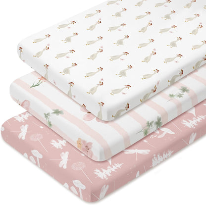 Bedside Sleeper Bassinet Fitted Sheets 20 x 33, 3 Pack Baby Delight Beside Me Dreamer,Babybond,Jimglo,koola,cowiewie,fodoss, Dream On Me Baby Square Bassinet, Pink Animal