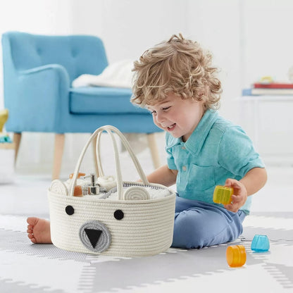DECOMOMO Baby Caddy Organizer, Mother's Day Diaper Caddy Basket, Baby Baskets for Baby Shower (Spiral Beige & White, Large)