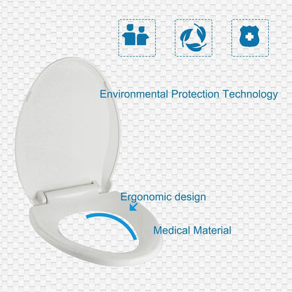 JINGZE Round Toddler Toilet Seat Adult/Child,Built-In Potty Training Seat, Soft Quiet Close Non-Slip Seat, Easy to Install & Clean,Magnetic Kids Seat and Cover,White