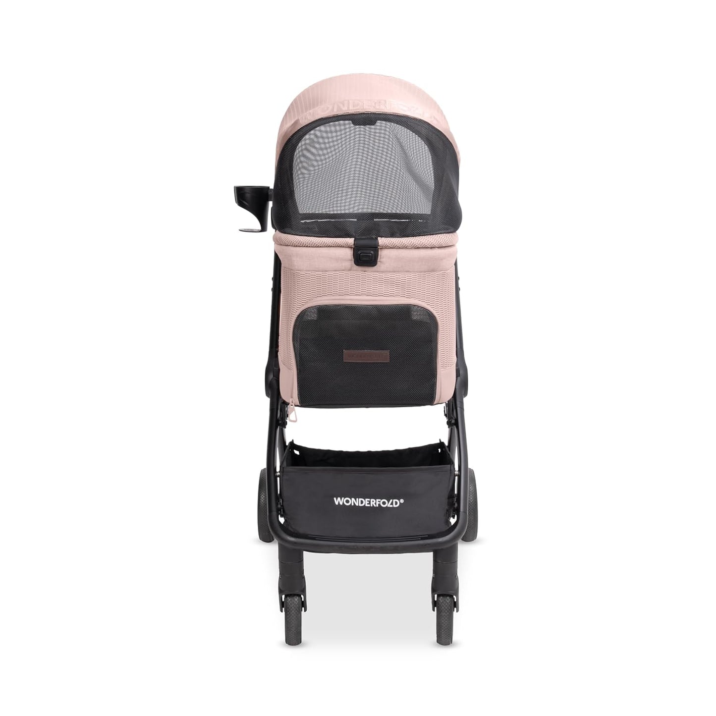 WonderFold Bella Pet Stroller - Autofold Design with Lightweight Aluminum Frame, Breathable Carriage Fabrics and Canopy, Safety Tethers & Easy-Clean Interior - Graphite Black