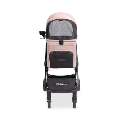 WonderFold Bella Pet Stroller - Autofold Design with Lightweight Aluminum Frame, Breathable Carriage Fabrics and Canopy, Safety Tethers & Easy-Clean Interior - Graphite Black