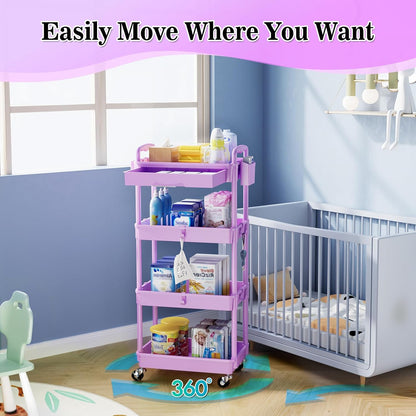 SUNALLY 3 Tier Rolling Cart with Drawer, Bathroom Storage Organizer with 2 Lockable Wheels, Multifunctional Rolling Storage Cart for Bathroom, Kitchen, Office, Craft, Makeup, Baby Essentials, White