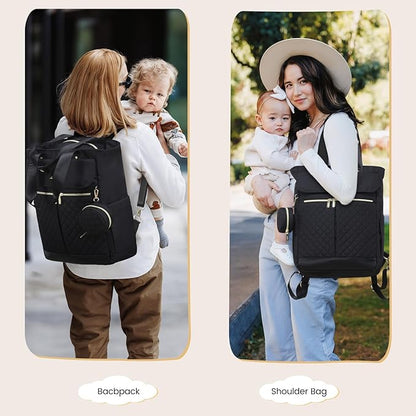 LOVEVOOK Diaper Bag Backpack,Diaper Tote Bag with Insulated Pockets,Baby Bag for Girl Boy with Changing Pad,Large Baby Diaper Bag with Pacifier Case,Anti-Theft Travel Backpack for Women,Black