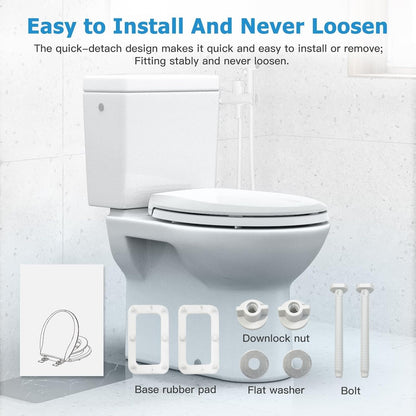 17" White Round Toilet Seat for Adult and Child, Built-In Potty Training Seat with Soft Quiet Close Non-Slip Design, Magnetic Kids Seat and Cover for Round/Oval Toilets, Easy to Install and Clean
