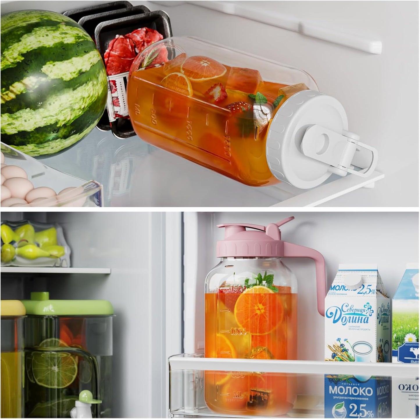 JunVpic Breast Milk Pitcher - 32 oz Glass Mason Jar with Dual Leak-Proof Design, Airtight Seal, Pour Spout & Handle, Storage Container for Breastmilk, Iced Tea & Ice Drinks（Gray）
