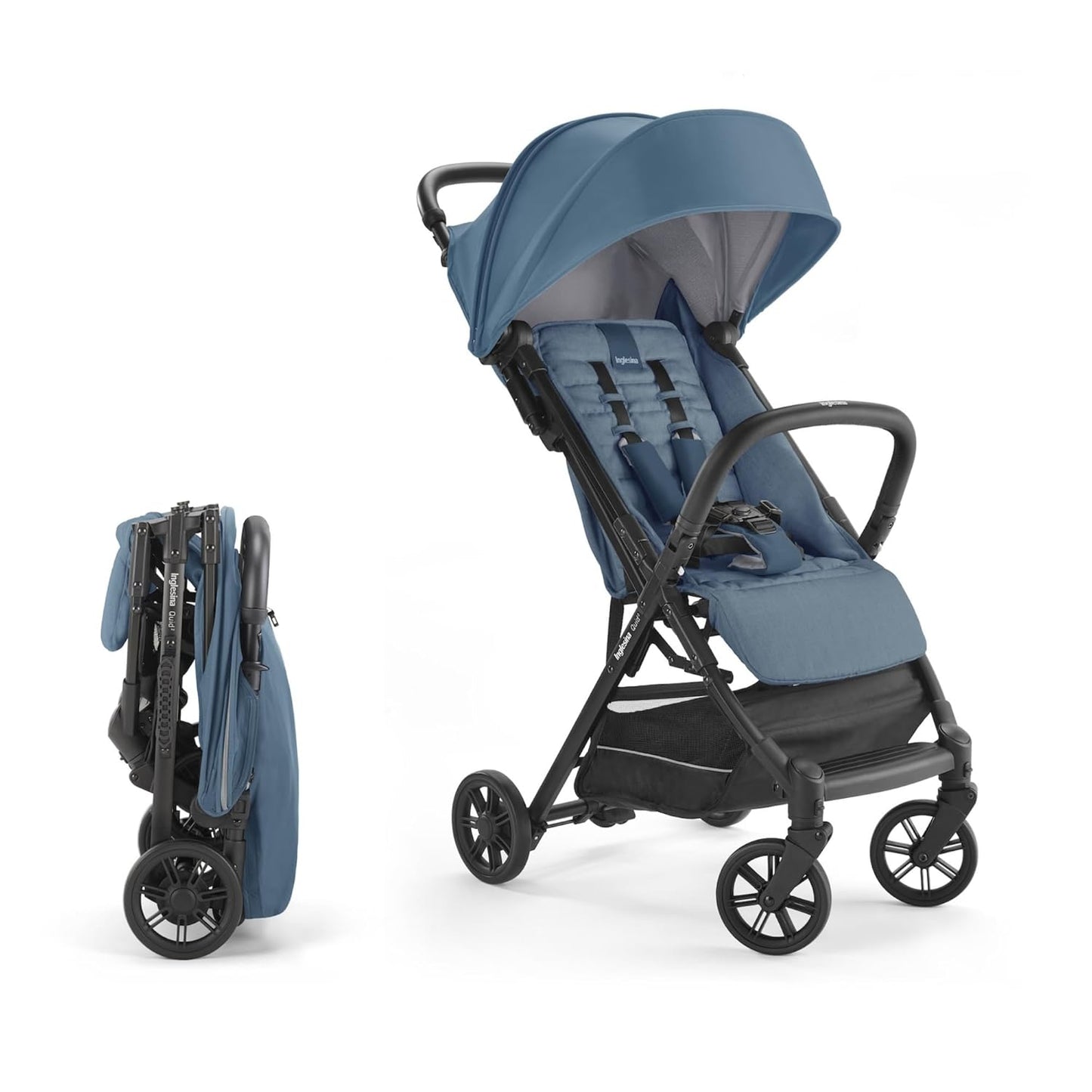 Inglesina Quid 2 Stroller - Midnight Blue - Ultra Compact Lightweight Travel Stroller, Babies and Toddlers, Airplane Overhead, Foldable, Reclining Seat, Collapsible Canopy, 3 Months - 50 lbs, BPA Free