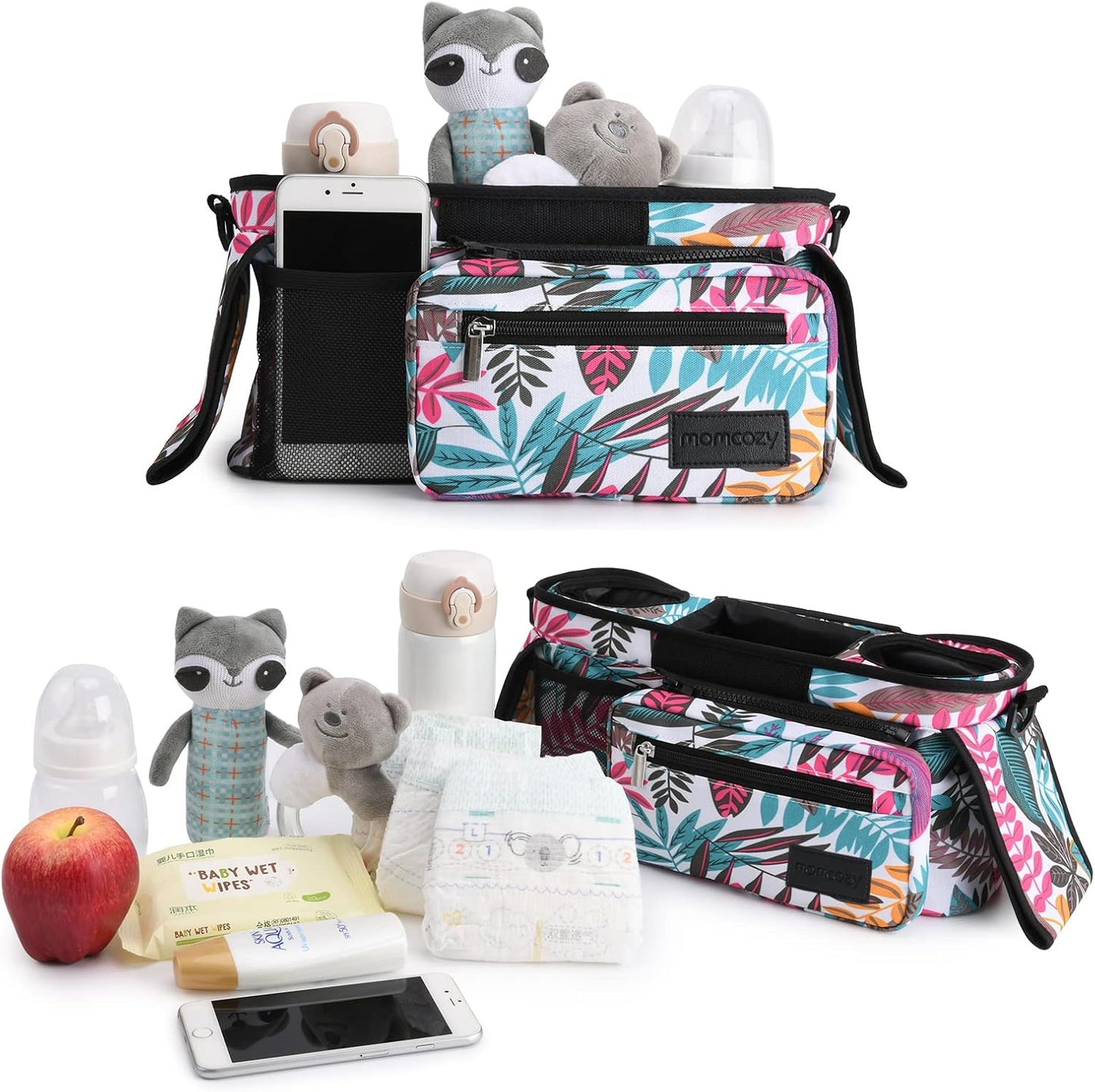Momcozy Universal Stroller Organizer with Insulated Cup Holder Detachable Phone Bag & Shoulder Strap, Fits for Stroller like Uppababy, Baby Jogger, Britax, BOB, Umbrella and Pet Stroller