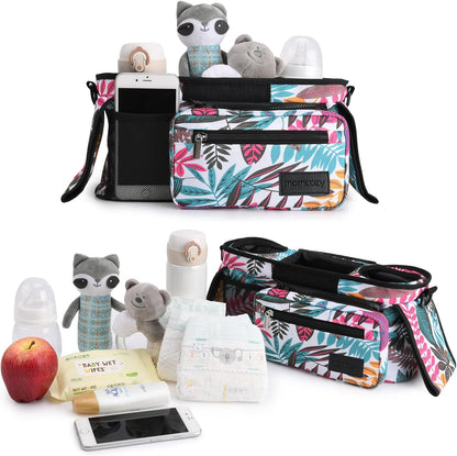 Momcozy Universal Stroller Organizer with Insulated Cup Holder Detachable Phone Bag & Shoulder Strap, Fits for Stroller like Uppababy, Baby Jogger, Britax, BOB, Umbrella and Pet Stroller