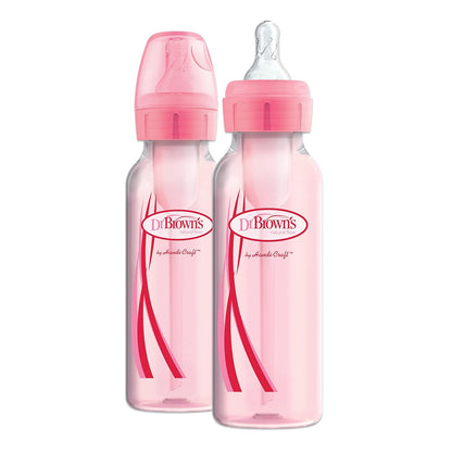 Dr. Brown’s Anti-Colic Options+ Narrow Baby Bottles, 0m+ Level 1 Nipple - Baby Bottle to Reduce Colic (3 Pack), Purple 8 oz